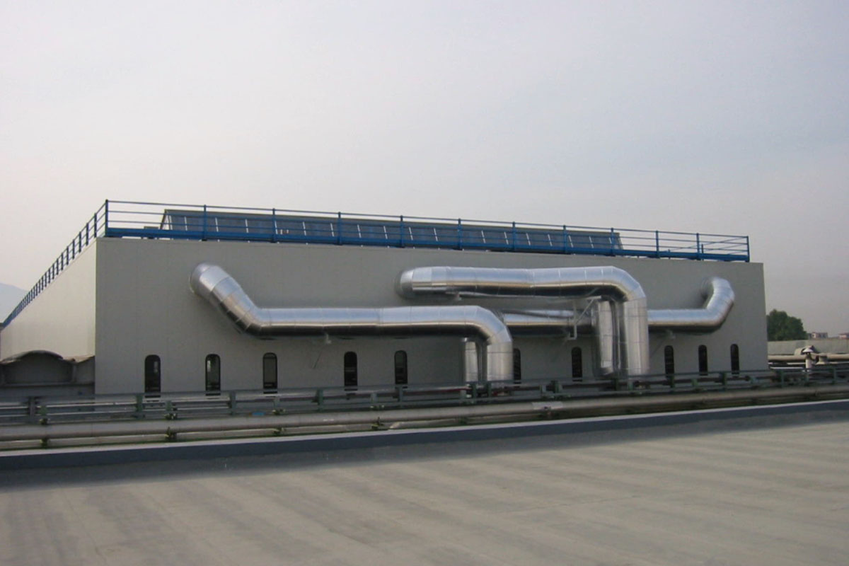 Vista canalizzazione di adduzione aria al reparto