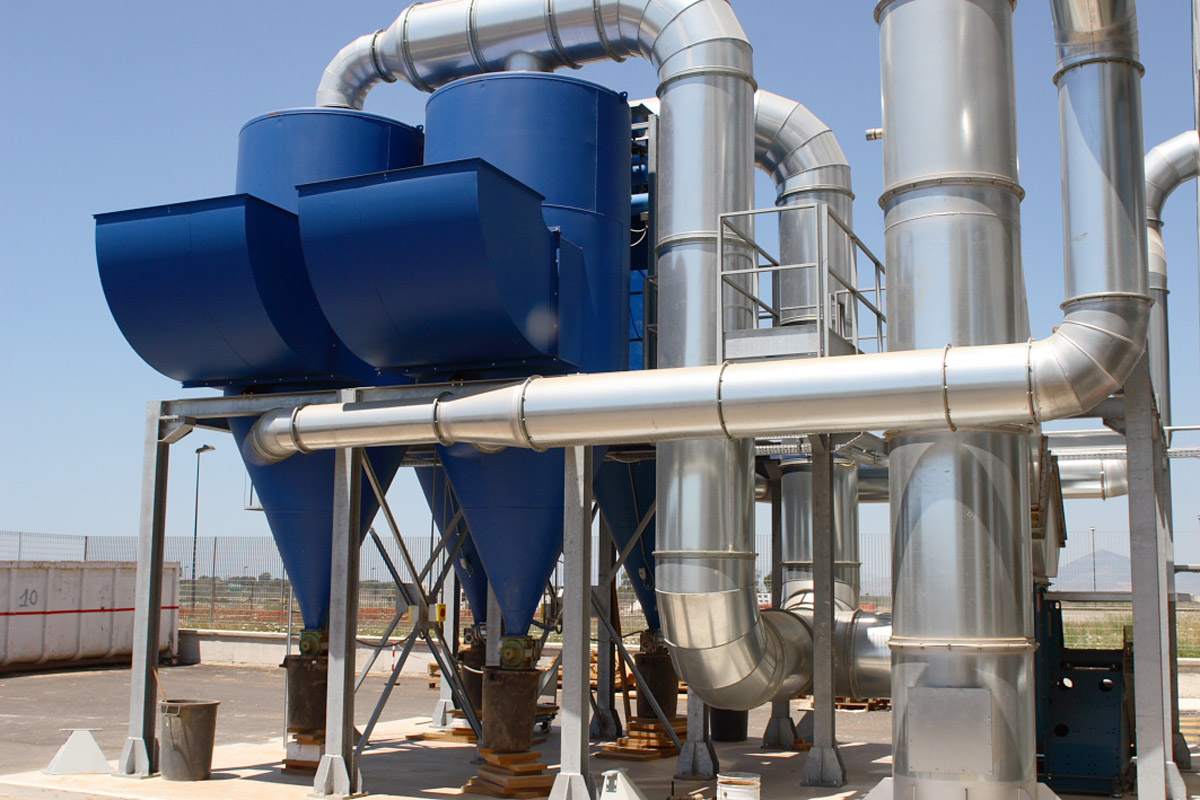 Impianti di aspirazione e raccolta polveri Particolare dell'impianto con predisposizione recupero calore